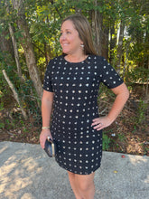 Load image into Gallery viewer, Short Sleeve Floral Embellished Tweed Mini Dress