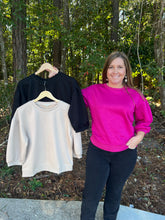 Load image into Gallery viewer, Scuba Material Solid Sweatshirt with Peasant Sleeves
