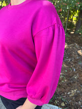 Load image into Gallery viewer, Scuba Material Solid Sweatshirt with Peasant Sleeves