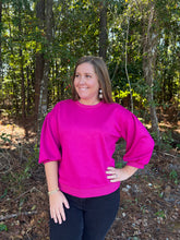 Load image into Gallery viewer, Scuba Material Solid Sweatshirt with Peasant Sleeves