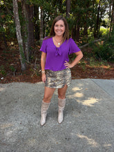 Load image into Gallery viewer, Tiger Print High Waisted Denim Skort