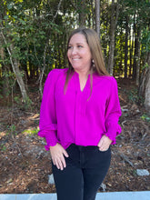 Load image into Gallery viewer, Long Smocked Sleeve Front Pleats Top
