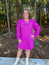 Load image into Gallery viewer, Textured Dress With Big Embroidered Bow