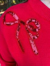Load image into Gallery viewer, Long Sleeve Sequin Ribbon Sweater Top