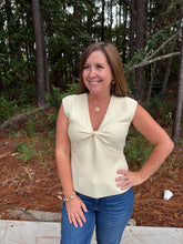 Load image into Gallery viewer, Fitted twist front sleeveless sweater top