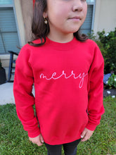Load image into Gallery viewer, Avery's Accents YOUTH Red Merry Sweatshirt