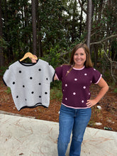 Load image into Gallery viewer, Drop Shoulder Polka Dot Sweater Top