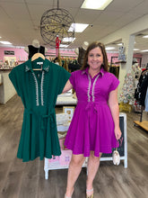 Load image into Gallery viewer, Crystal Embellished Short Sleeve Mini Dress