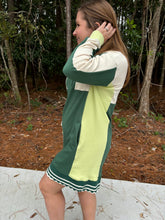 Load image into Gallery viewer, Colorblock long sleeve collared mini dress