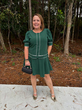 Load image into Gallery viewer, Solid half sleeve round neck mini dress featuring bow detail