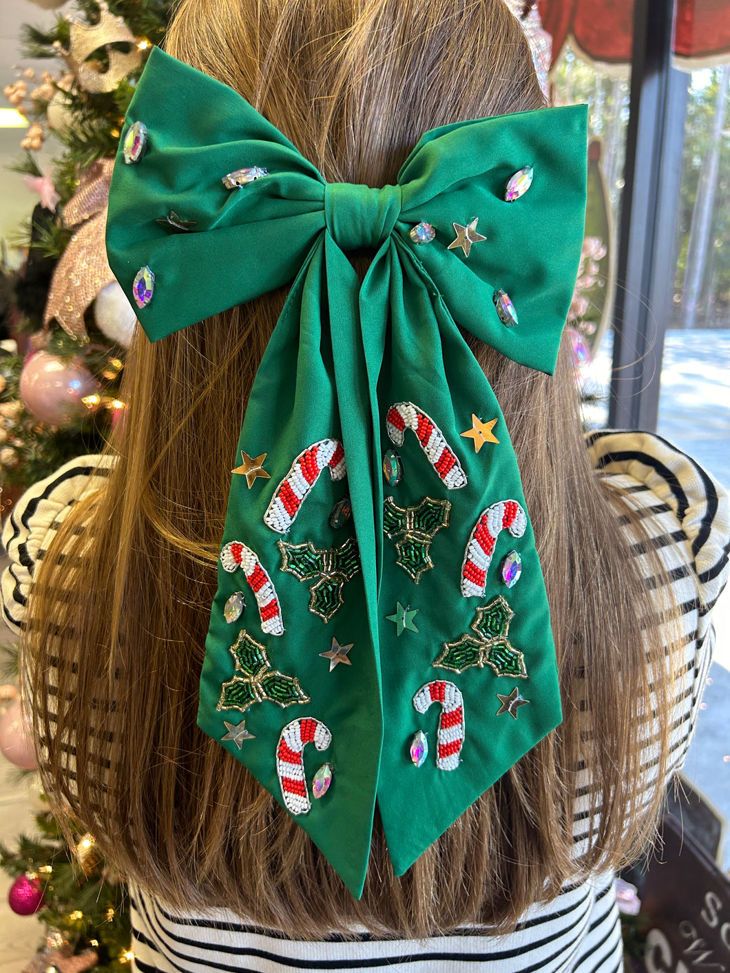 Candy Cane Ribbon Bow