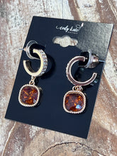 Load image into Gallery viewer, Diamond Pave' Hoop with Rhinestone Drop
