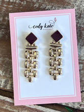 Load image into Gallery viewer, Enamel Square Geometric Drop Earrings