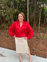Load image into Gallery viewer, Balloon Sleeve Metallic Blouse