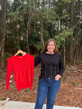 Load image into Gallery viewer, Rhinestone Fringe Detail Ribbed Top