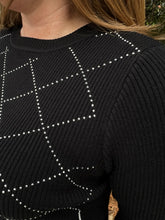 Load image into Gallery viewer, Rhinestone Fringe Detail Ribbed Top