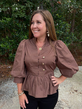 Load image into Gallery viewer, Military Style Peplum Top