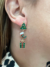 Load image into Gallery viewer, Linear Christmas Icons with Glitter Earrings