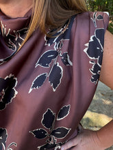 Load image into Gallery viewer, Midi Printed Dress Cowl Neck Sleeveless Waist Tie