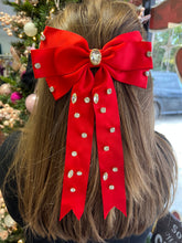 Load image into Gallery viewer, Jeweled Long Tail Hair Bow
