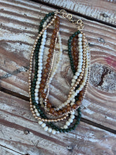 Load image into Gallery viewer, Multi Layered Wood and Gold Necklace