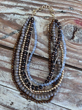 Load image into Gallery viewer, Multi Layered Wood and Gold Necklace
