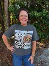 Load image into Gallery viewer, Checkered/Leopard Triple Pumpkin Tee