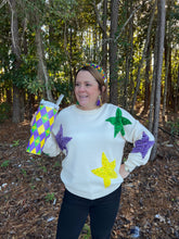 Load image into Gallery viewer, Mardi Gras Sequin Star Sweater
