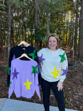 Load image into Gallery viewer, Mardi Gras Sequin Star Sweater