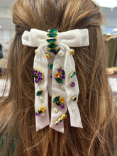 Load image into Gallery viewer, Mardi Gras Bejeweled Ribbon Bow