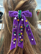 Load image into Gallery viewer, Mardi Gras Bejeweled Ribbon Bow