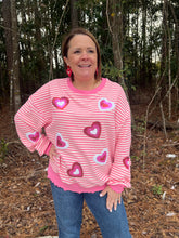 Load image into Gallery viewer, Heart Patches Pattern Long Sleeve Valentines Top