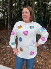 Load image into Gallery viewer, Letter Heart Valentines Sweatshirt