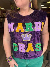 Load image into Gallery viewer, Mardi Gras Letter Patches Sequin Sleeveless Top