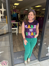 Load image into Gallery viewer, Mardi Gras Letter Patches Sequin Sleeveless Top