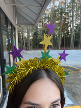 Load image into Gallery viewer, Mardi Gras Stars and Tinsel Headband