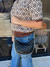 Load image into Gallery viewer, Xena Quilted Crescent Crossbody w/Chain Straps
