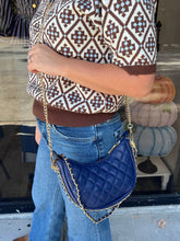Load image into Gallery viewer, Xena Quilted Crescent Crossbody w/Chain Straps