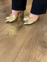 Load image into Gallery viewer, Foxglove Gold Heel with pleated bow