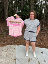 Load image into Gallery viewer, Ribbed Striped Short/Top Set