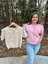 Load image into Gallery viewer, Short Sleeve Contrast Bow Sweater