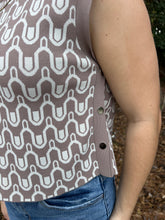 Load image into Gallery viewer, Abstract pattern sweater featuring accented buttons on side