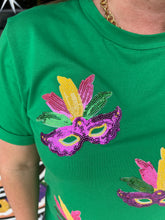 Load image into Gallery viewer, Sequin Mardi Gras Mask Tee