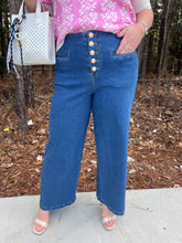 Load image into Gallery viewer, Denim mid rise culotte pants