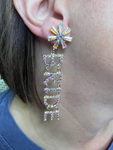 Load image into Gallery viewer, Pave Flower BRIDE drop earrings
