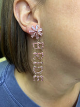 Load image into Gallery viewer, Pave Flower BRIDE drop earrings