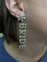 Load image into Gallery viewer, Pave Flower BRIDE drop earrings