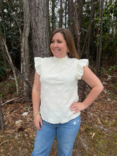 Load image into Gallery viewer, High Ruffled Neck Floral Lace Top
