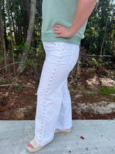 Load image into Gallery viewer, High waist ankle-length pants featuring silver accented studs