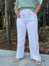 Load image into Gallery viewer, High waist ankle-length pants featuring silver accented studs
